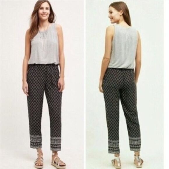 HEI HEI \ Rhodes Anthropologie Sleeveles Crop Jumpsuit Grey & Black Sz S - Picture 1 of 14